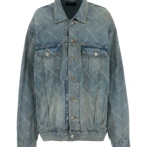 Balenciaga Unisex Light Blue Logo Denim Jacket